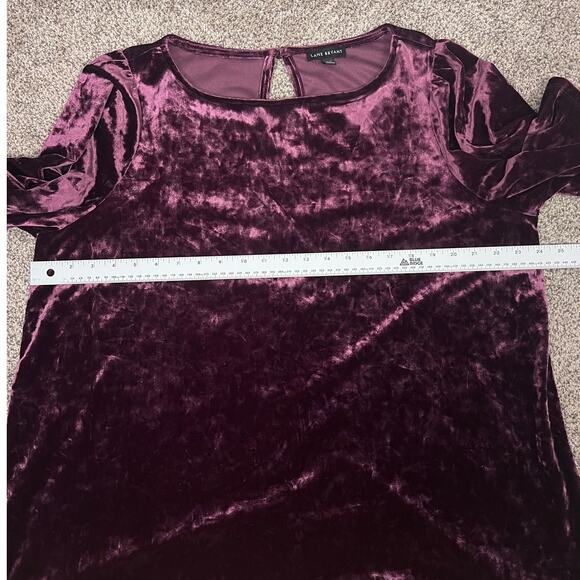 Lane Bryant Womens 22/24 Whimsigoth Grunge Velvet Flutter Sleeve Keyhole Blouse - Picture 9 of 11